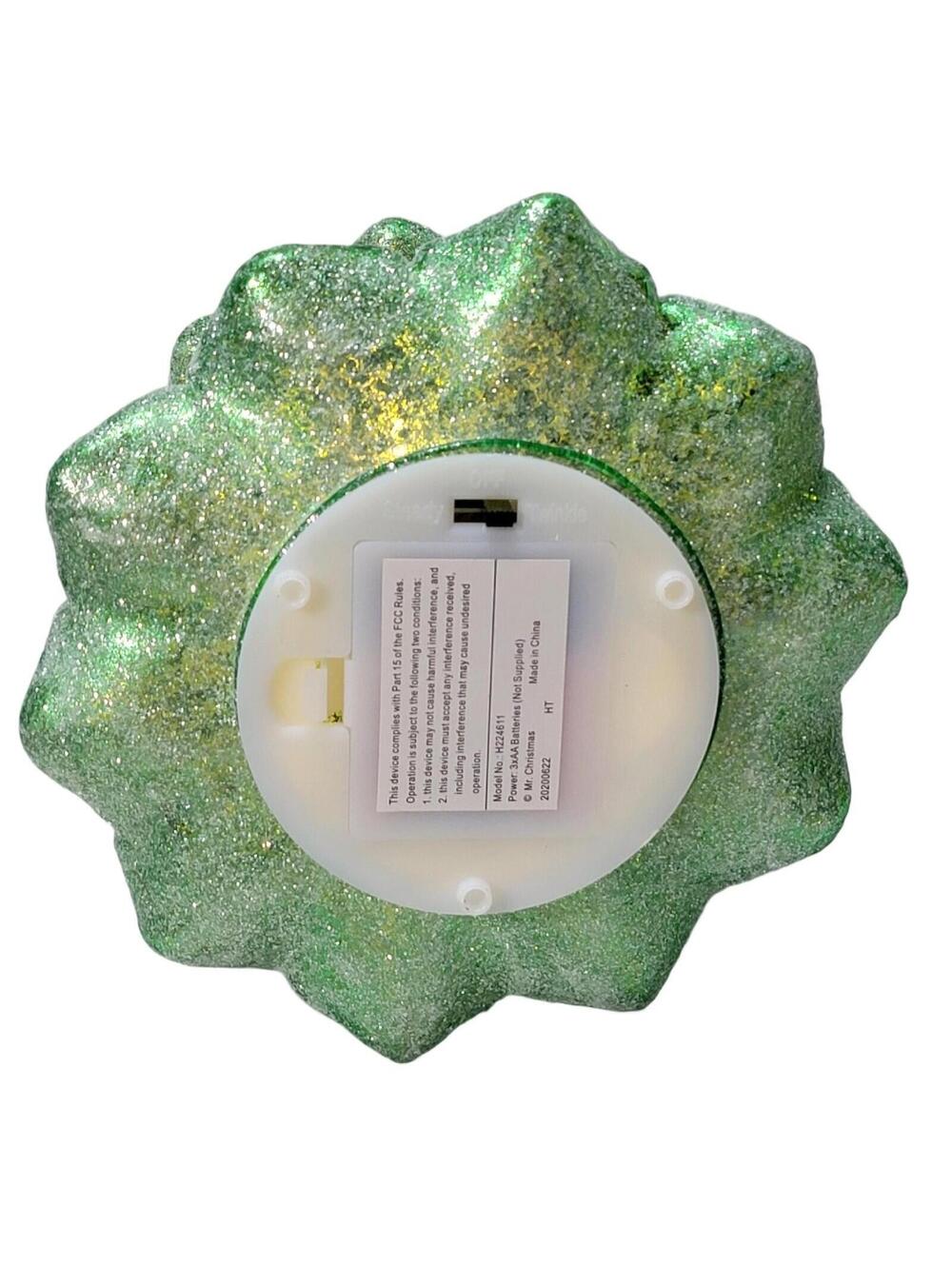 Mr. Christmas 15" Light Up Green Frosted Glass Christmas Tree Decor Centerpiece - Picture 8 of 11